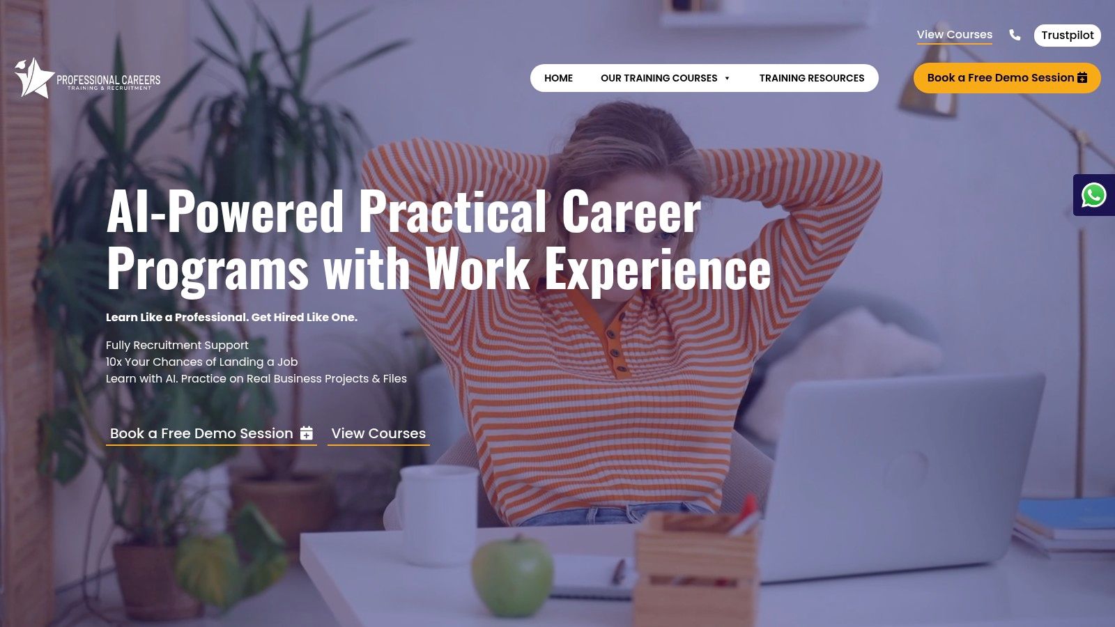 Screenshot from https://professionalcareers-training.co.uk